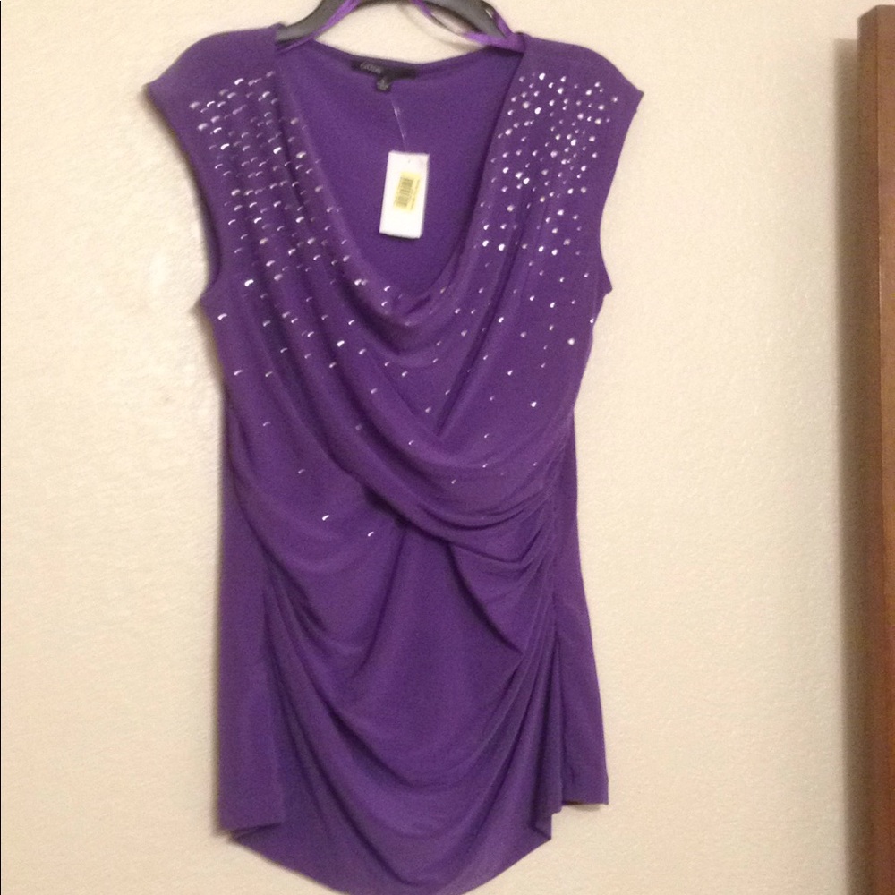Chaus light purple with silver studs bling blouse